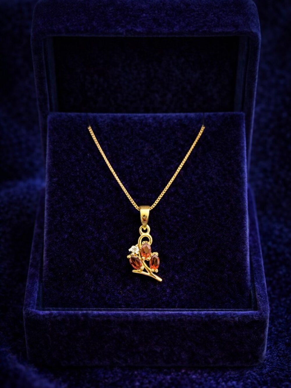 Genuine Garnet Pendant 0.6ct, Silver Gold Plated Pendant, Garnet Necklace